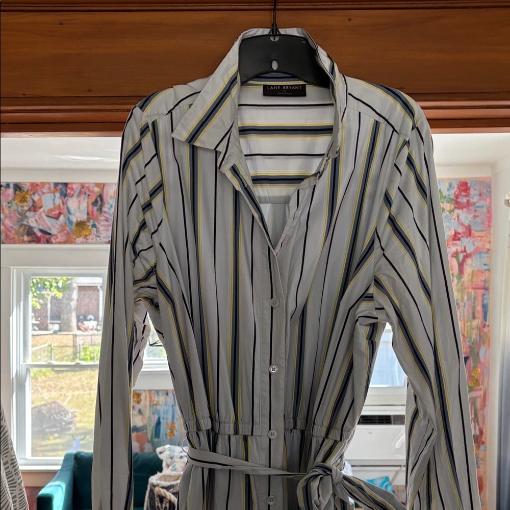 Lane Bryant Multicolor Striped Shirt Dress